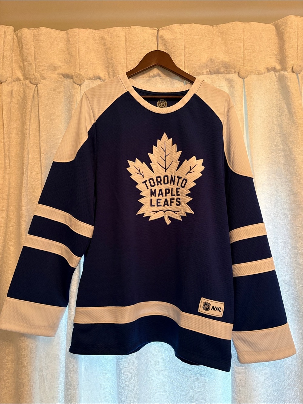 NHL Toronto Maple Leafs Navy Blue and White Hockey Jersey